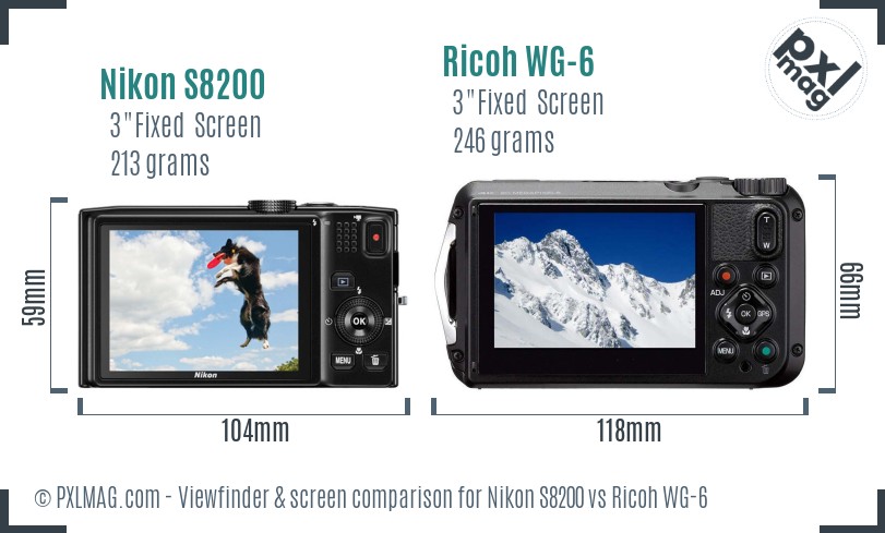 Nikon S8200 vs Ricoh WG-6 Screen and Viewfinder comparison