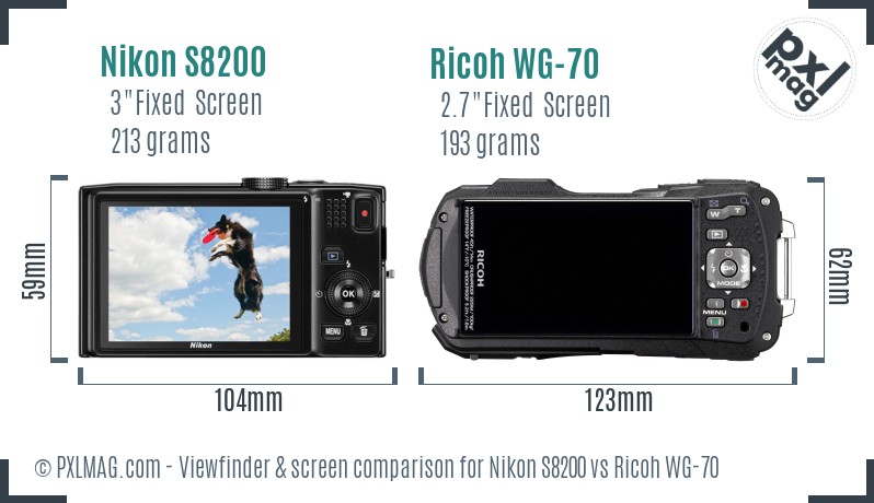 Nikon S8200 vs Ricoh WG-70 Screen and Viewfinder comparison