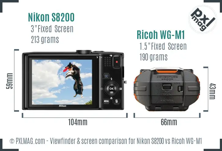 Nikon S8200 vs Ricoh WG-M1 Screen and Viewfinder comparison