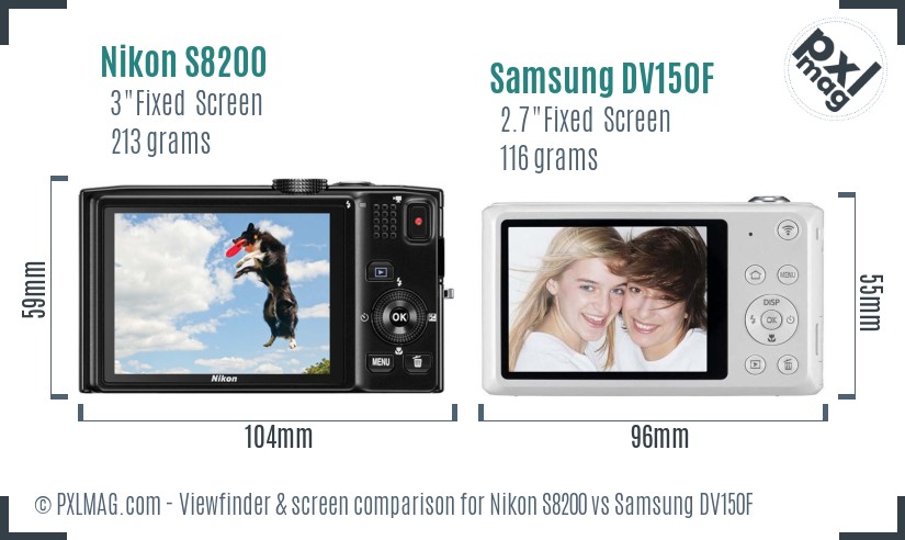 Nikon S8200 vs Samsung DV150F Screen and Viewfinder comparison