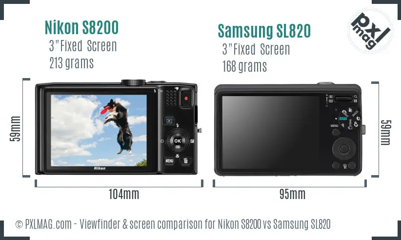 Nikon S8200 vs Samsung SL820 Screen and Viewfinder comparison Nikon S8200 vs Samsung SL820 Screen and Viewfinder comparison