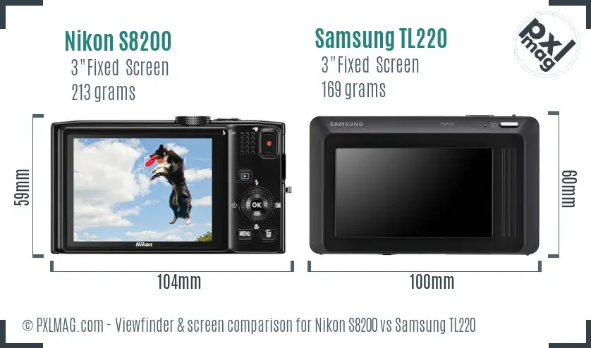 Nikon S8200 vs Samsung TL220 Screen and Viewfinder comparison