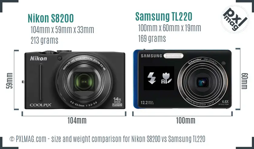 Nikon S8200 vs Samsung TL220 size comparison