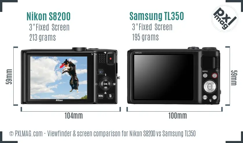 Nikon S8200 vs Samsung TL350 Screen and Viewfinder comparison