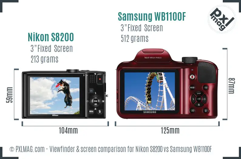 Nikon S8200 vs Samsung WB1100F Screen and Viewfinder comparison