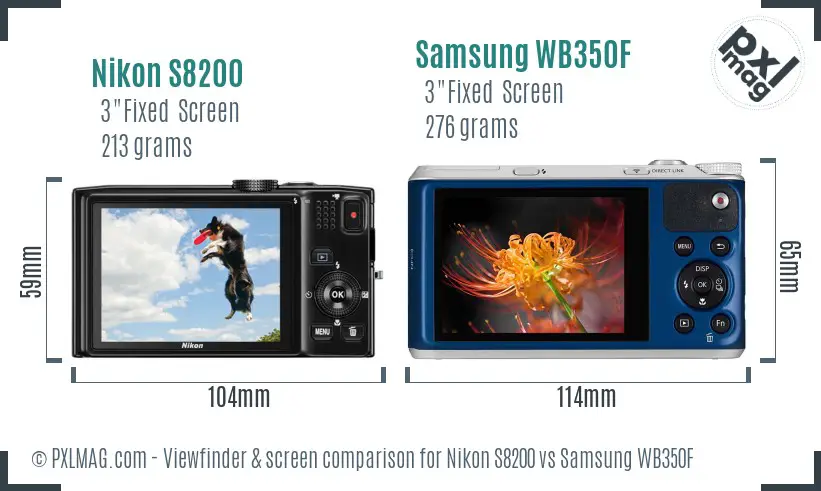 Nikon S8200 vs Samsung WB350F Screen and Viewfinder comparison