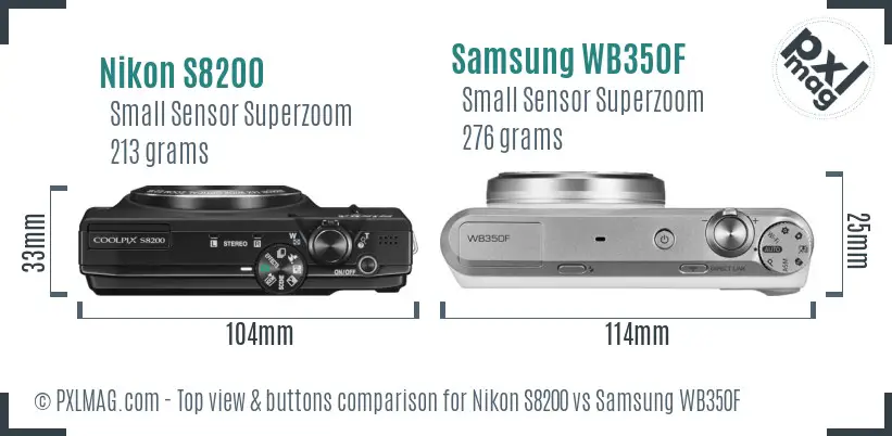 Nikon S8200 vs Samsung WB350F top view buttons comparison