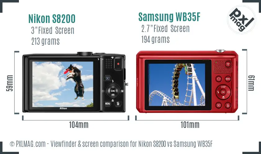 Nikon S8200 vs Samsung WB35F Screen and Viewfinder comparison Nikon S8200 vs Samsung WB35F Screen and Viewfinder comparison