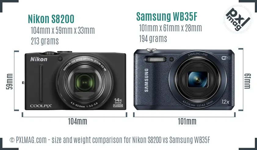 Nikon S8200 vs Samsung WB35F size comparison Nikon S8200 vs Samsung WB35F size comparison