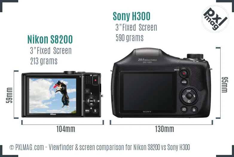 Nikon S8200 vs Sony H300 Screen and Viewfinder comparison