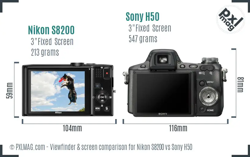 Nikon S8200 vs Sony H50 Screen and Viewfinder comparison Nikon S8200 vs Sony H50 Screen and Viewfinder comparison