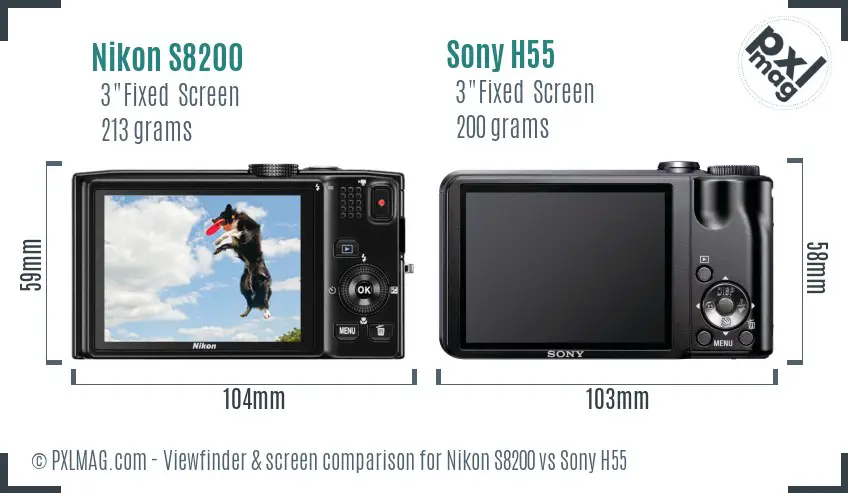 Nikon S8200 vs Sony H55 Screen and Viewfinder comparison