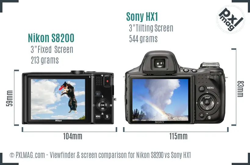 Nikon S8200 vs Sony HX1 Screen and Viewfinder comparison
