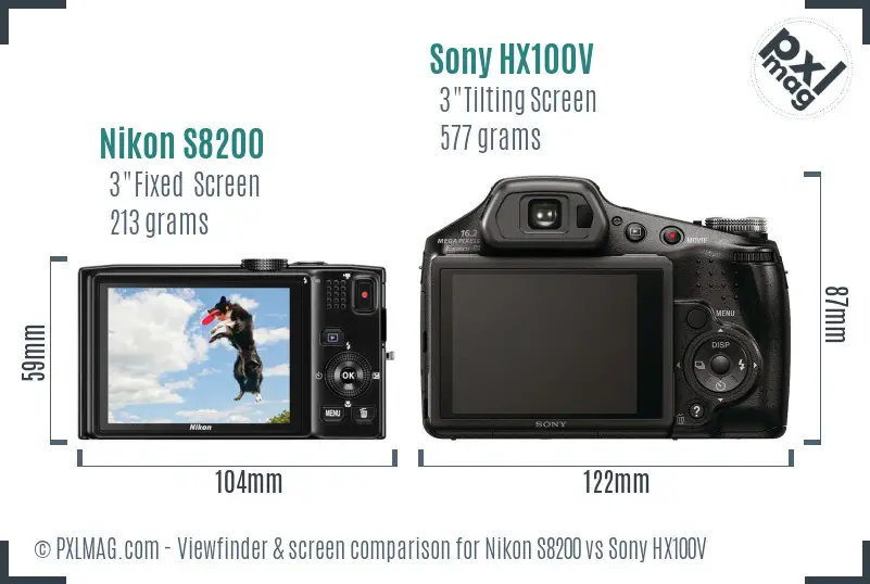 Nikon S8200 vs Sony HX100V Screen and Viewfinder comparison