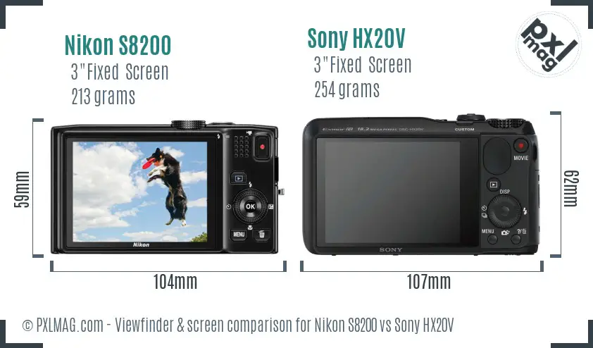 Nikon S8200 vs Sony HX20V Screen and Viewfinder comparison Nikon S8200 vs Sony HX20V Screen and Viewfinder comparison