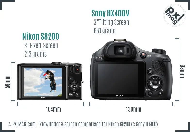 Nikon S8200 vs Sony HX400V Screen and Viewfinder comparison