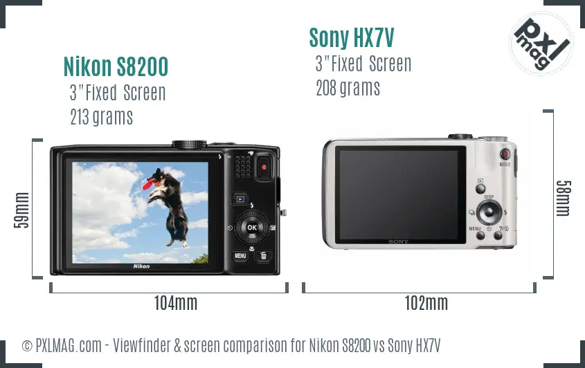 Nikon S8200 vs Sony HX7V Screen and Viewfinder comparison Nikon S8200 vs Sony HX7V Screen and Viewfinder comparison