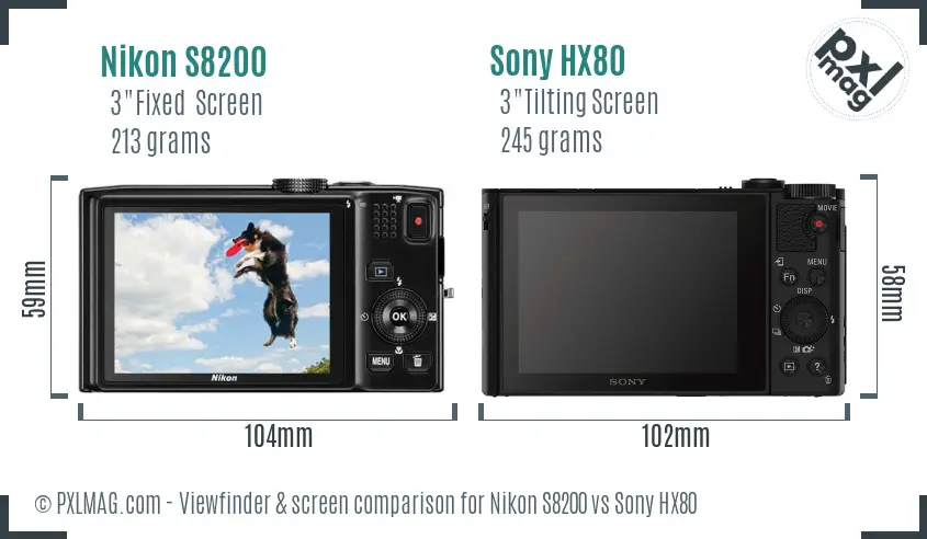 Nikon S8200 vs Sony HX80 Screen and Viewfinder comparison