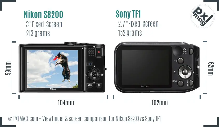 Nikon S8200 vs Sony TF1 Screen and Viewfinder comparison