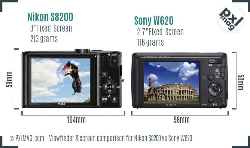Nikon S8200 vs Sony W620 Screen and Viewfinder comparison Nikon S8200 vs Sony W620 Screen and Viewfinder comparison
