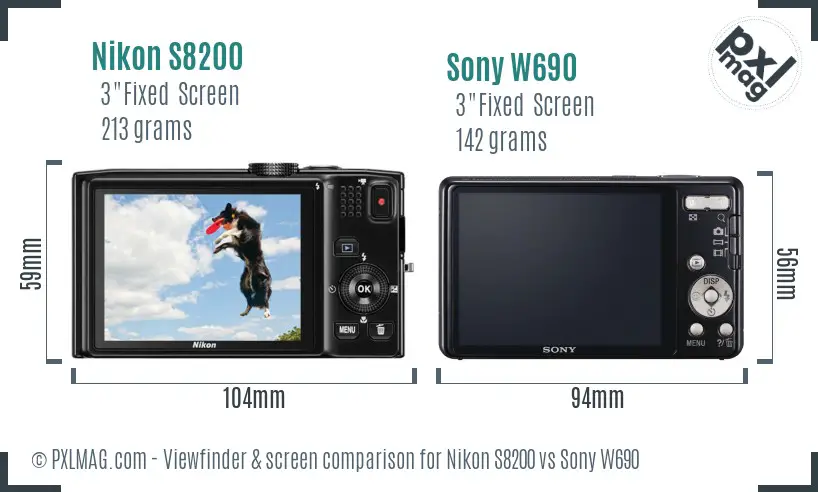 Nikon S8200 vs Sony W690 Screen and Viewfinder comparison