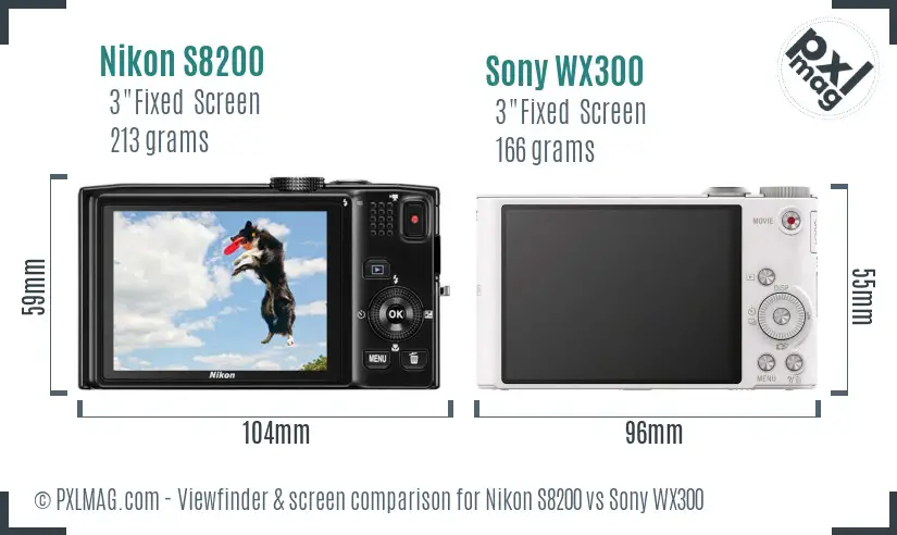 Nikon S8200 vs Sony WX300 Screen and Viewfinder comparison