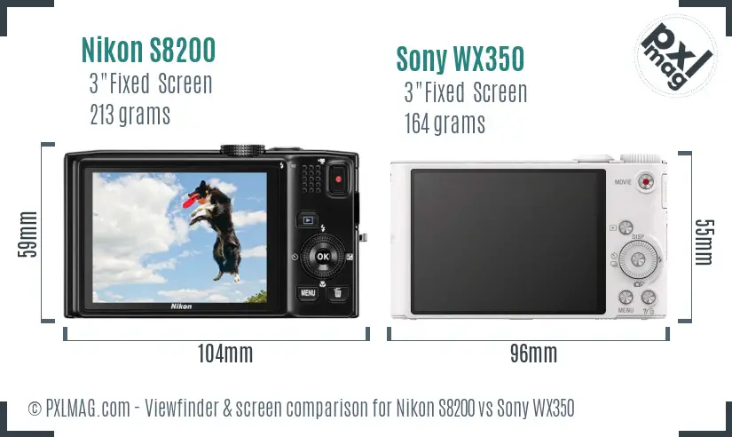 Nikon S8200 vs Sony WX350 Screen and Viewfinder comparison