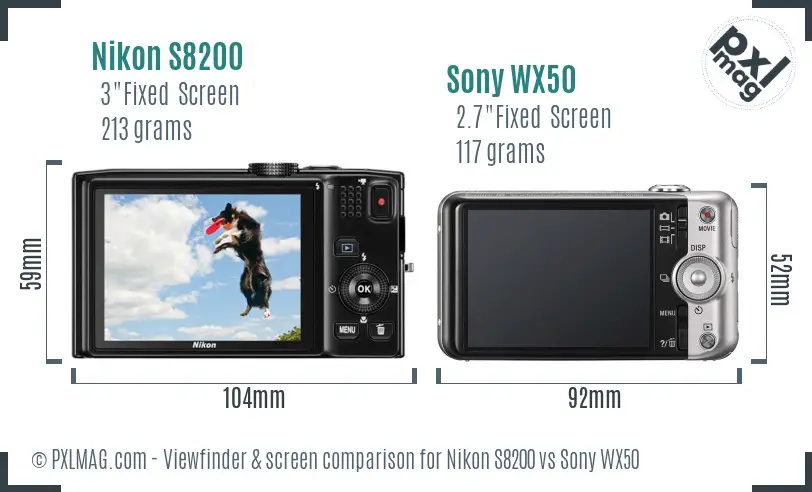 Nikon S8200 vs Sony WX50 Screen and Viewfinder comparison