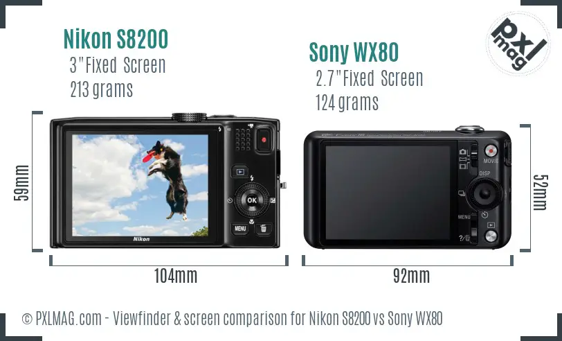 Nikon S8200 vs Sony WX80 Screen and Viewfinder comparison