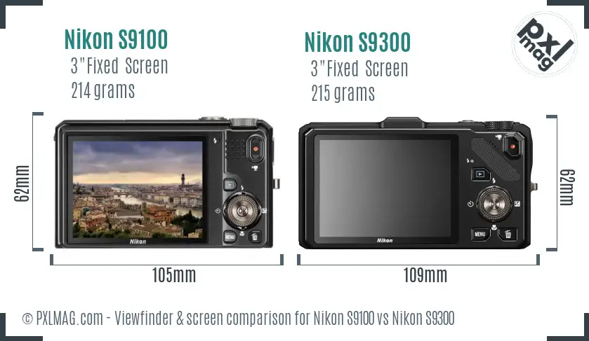 Nikon S9100 vs Nikon S9300 Screen and Viewfinder comparison