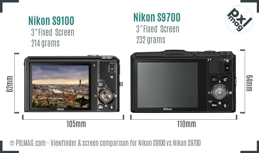 Nikon S9100 vs Nikon S9700 Screen and Viewfinder comparison