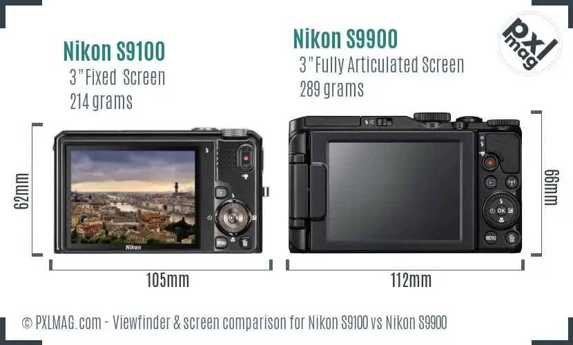 Nikon S9100 vs Nikon S9900 Screen and Viewfinder comparison