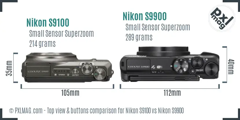 Nikon S9100 vs Nikon S9900 top view buttons comparison