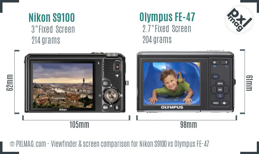 Nikon S9100 vs Olympus FE-47 Screen and Viewfinder comparison