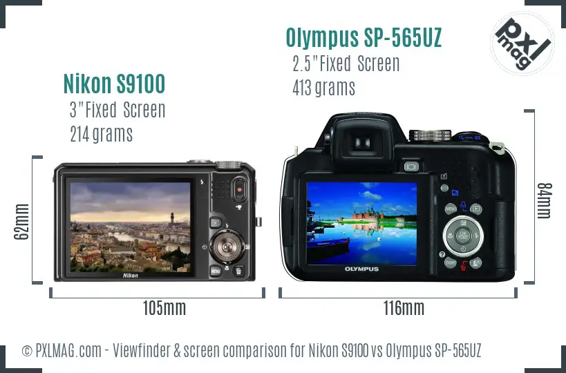 Nikon S9100 vs Olympus SP-565UZ Screen and Viewfinder comparison Nikon S9100 vs Olympus SP-565UZ Screen and Viewfinder comparison