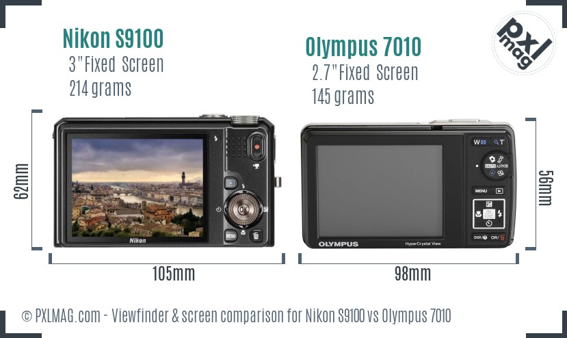 Nikon S9100 vs Olympus 7010 Screen and Viewfinder comparison
