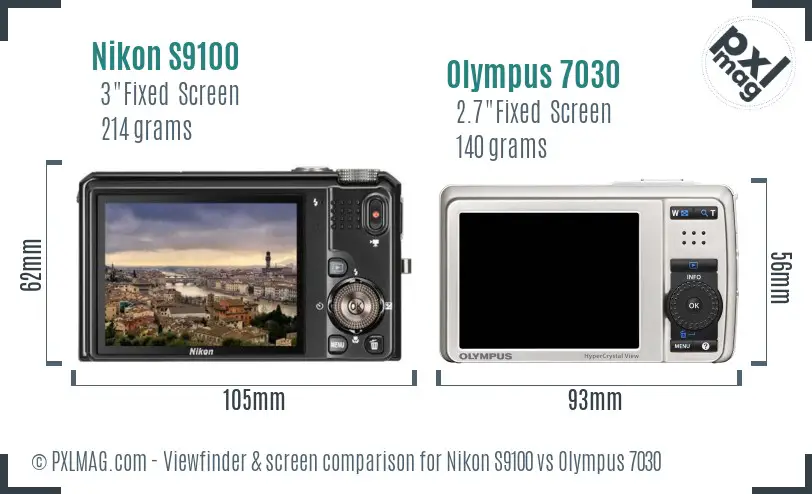 Nikon S9100 vs Olympus 7030 Screen and Viewfinder comparison