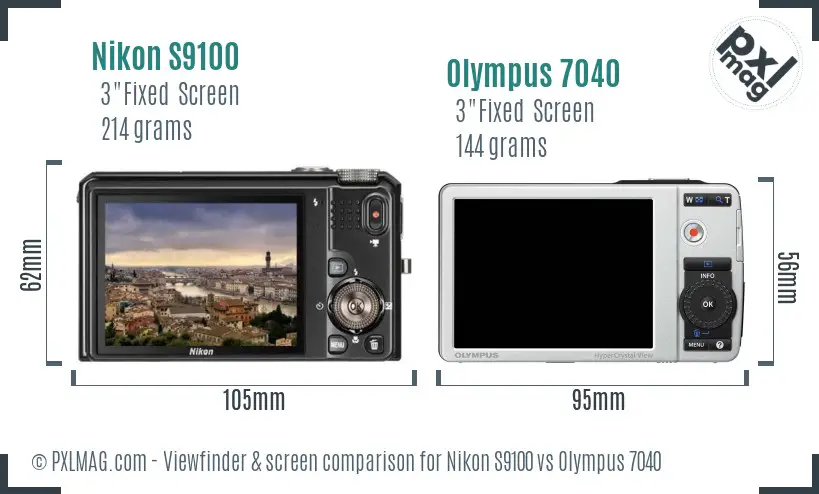 Nikon S9100 vs Olympus 7040 Screen and Viewfinder comparison