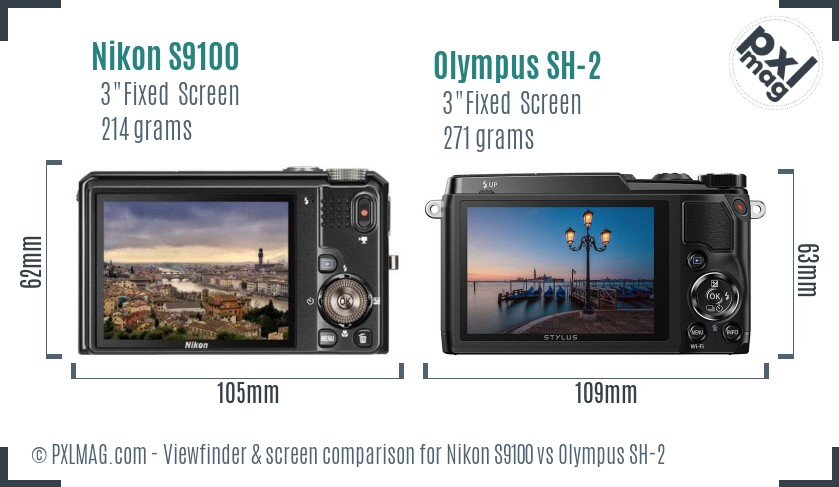 Nikon S9100 vs Olympus SH-2 Screen and Viewfinder comparison