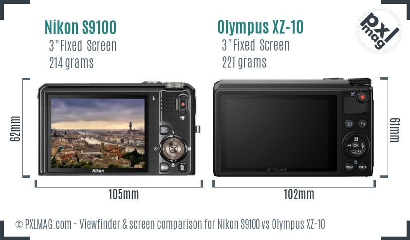 Nikon S9100 vs Olympus XZ-10 Screen and Viewfinder comparison