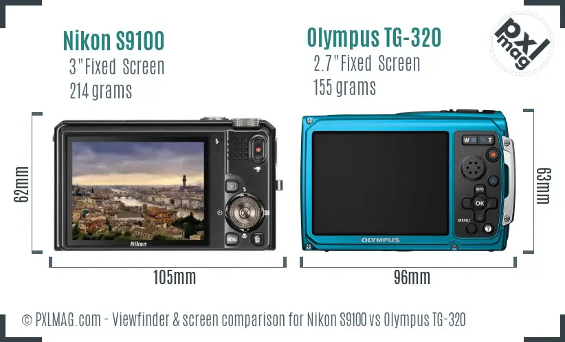 Nikon S9100 vs Olympus TG-320 Screen and Viewfinder comparison