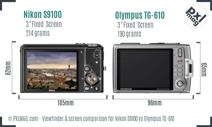 Nikon S9100 vs Olympus TG-610 Screen and Viewfinder comparison