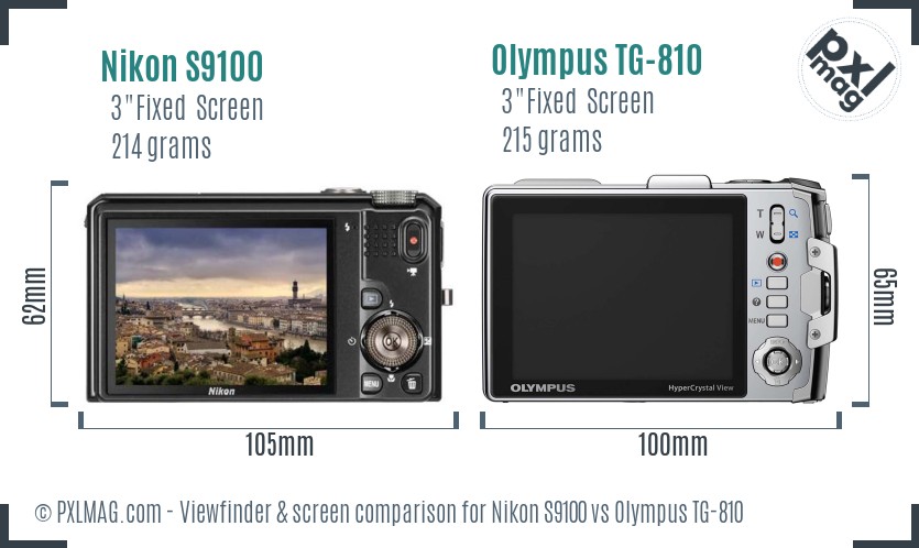 Nikon S9100 vs Olympus TG-810 Screen and Viewfinder comparison