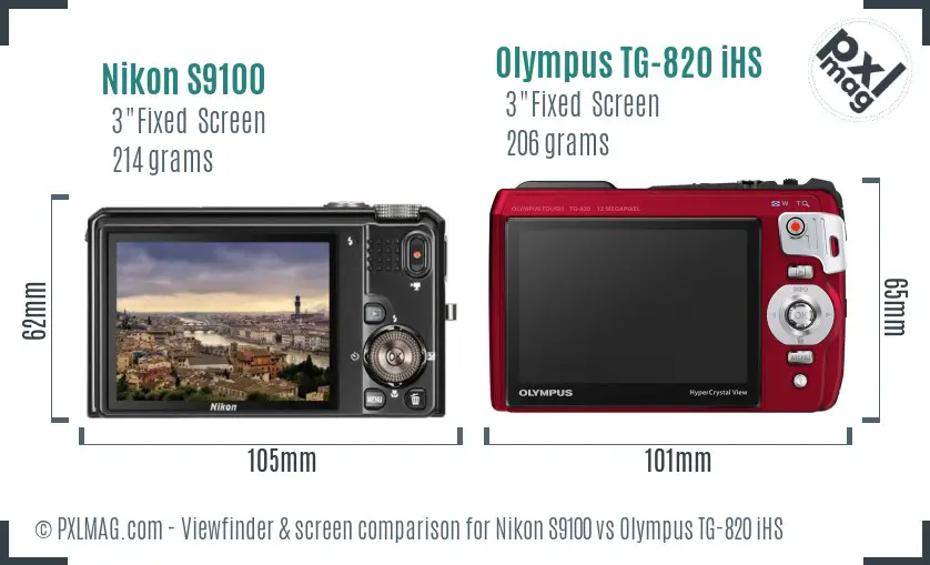 Nikon S9100 vs Olympus TG-820 iHS Screen and Viewfinder comparison