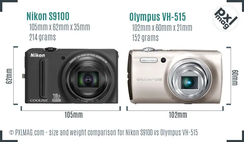 Nikon S9100 vs Olympus VH-515 size comparison Nikon S9100 vs Olympus VH-515 size comparison
