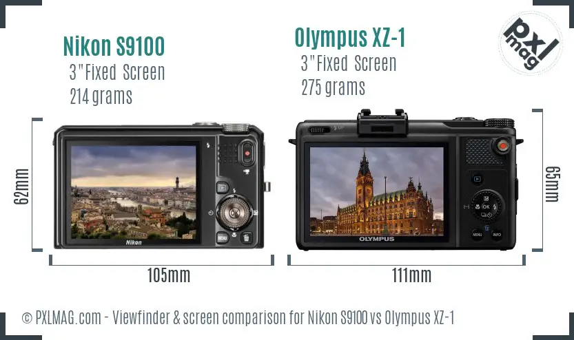 Nikon S9100 vs Olympus XZ-1 Screen and Viewfinder comparison