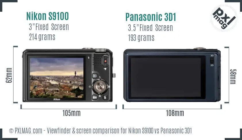 Nikon S9100 vs Panasonic 3D1 Screen and Viewfinder comparison Nikon S9100 vs Panasonic 3D1 Screen and Viewfinder comparison