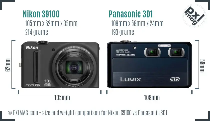 Nikon S9100 vs Panasonic 3D1 size comparison Nikon S9100 vs Panasonic 3D1 size comparison