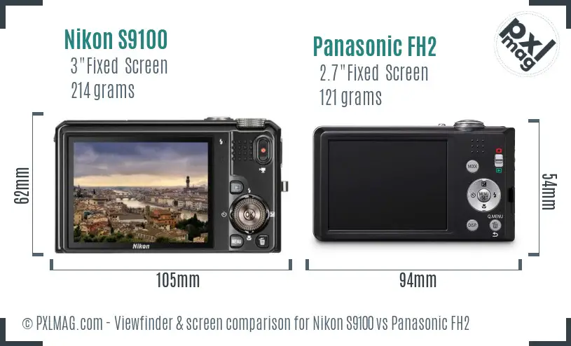 Nikon S9100 vs Panasonic FH2 Screen and Viewfinder comparison