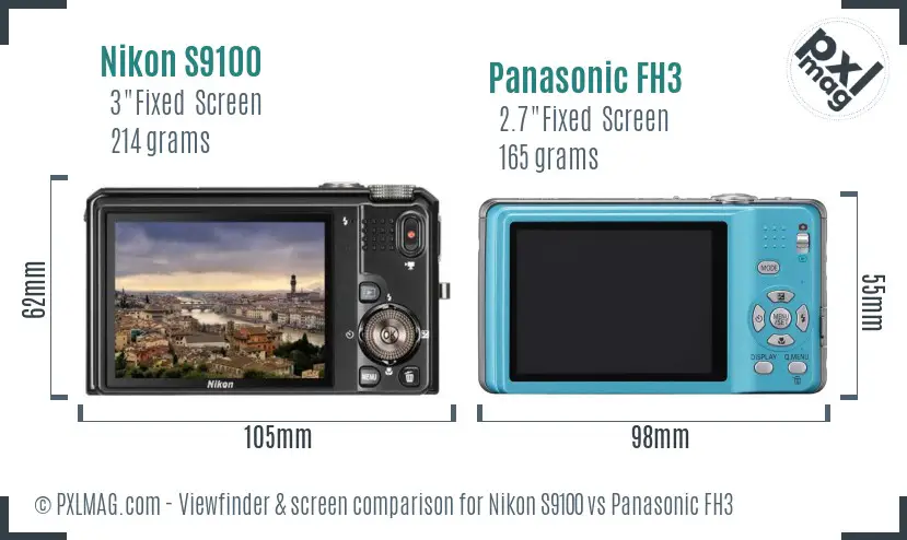 Nikon S9100 vs Panasonic FH3 Screen and Viewfinder comparison